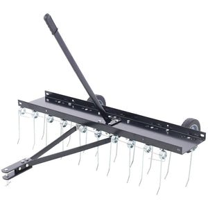 English Elm 40-inch Tow Behind Dethatcher with Spring Tines and Weight Tray for Riding Mowers W46577208