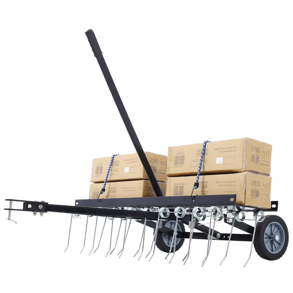 English Elm 40-inch Tow Behind Dethatcher with Spring Tines and Weight Tray for Riding Mowers W46577208