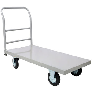 English Elm Platform Truck Industrial Grade Steel Flatbed Dolly with Casters for Warehouse Use Gray Steel 49.6 L x 24 W x 38.5 H W46577218
