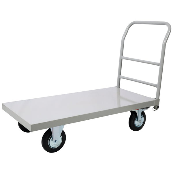 English Elm Platform Truck Industrial Grade Steel Flatbed Dolly with Casters for Warehouse Use Gray Steel 49.6 L x 24 W x 38.5 H W46577218