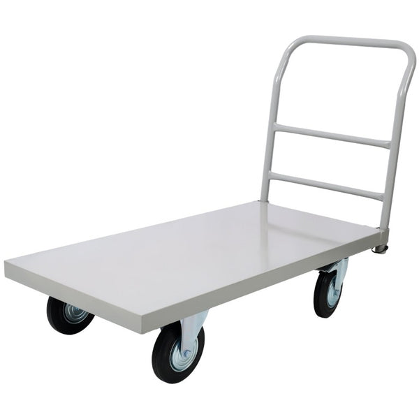 English Elm Platform Truck Industrial Grade Steel Flatbed Dolly with Casters for Warehouse Use Gray Steel 49.6 L x 24 W x 38.5 H W46577218