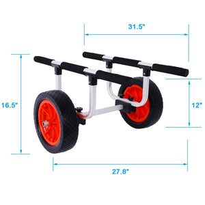 English Elm Heavy Duty Aluminum Kayak Cart Adjustable Padded Support Airless Wheels Beach Transport W46577447