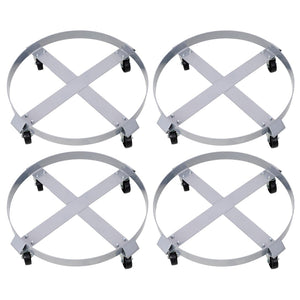 English Elm 4pcs Heavy Duty Drum Dollies with Swivel Casters for 55 Gallon Barrel Workshop Use W46577449