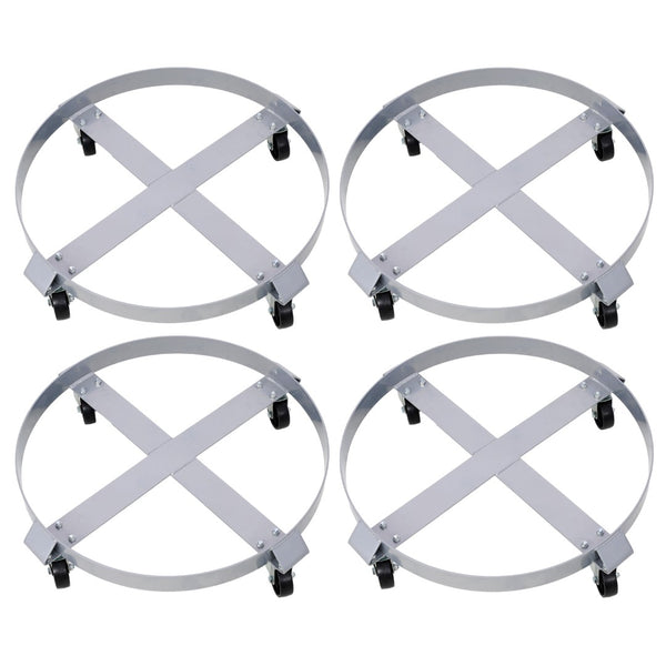 English Elm 4pcs Heavy Duty Drum Dollies with Swivel Casters for 55 Gallon Barrel Workshop Use W46577449