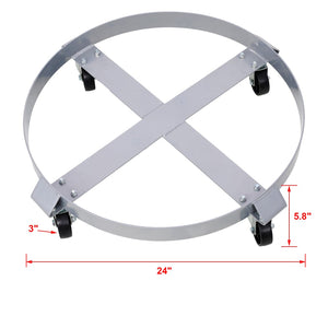 English Elm 4pcs Heavy Duty Drum Dollies with Swivel Casters for 55 Gallon Barrel Workshop Use W46577449