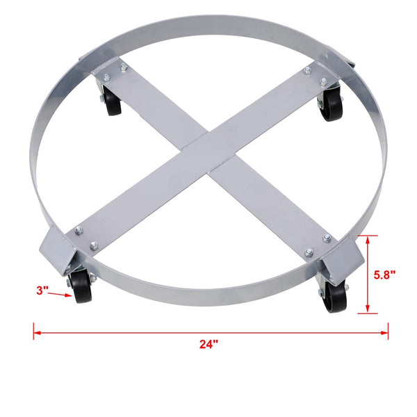 English Elm 4pcs Heavy Duty Drum Dollies with Swivel Casters for 55 Gallon Barrel Workshop Use W46577449
