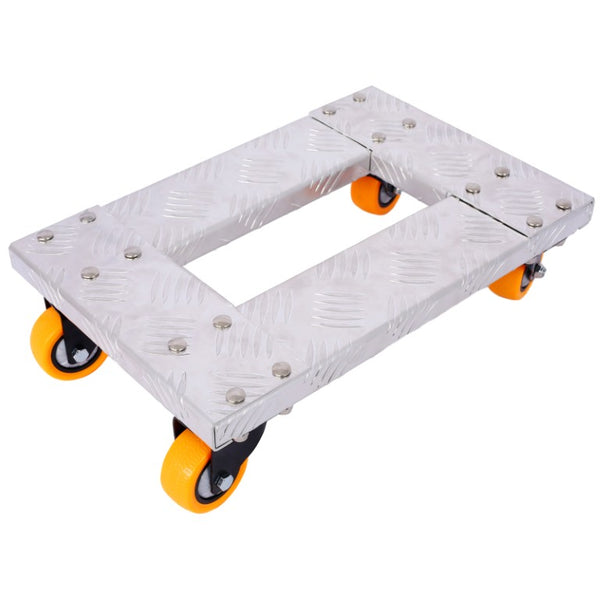 English Elm Platform Truck Industrial Grade Steel Flatbed Dolly with Casters for Warehouse Use Silver Aluminium Alloy 18.1 L x 12 W x 5.3 H W46577453