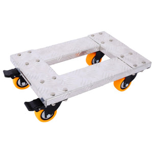 English Elm Platform Truck Industrial Grade Steel Flatbed Dolly with Casters for Warehouse Use Silver Aluminium Alloy 18.1 L x 12 W x 5.3 H W46577453