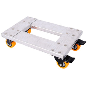 English Elm Platform Truck Industrial Grade Steel Flatbed Dolly with Casters for Warehouse Use Silver Aluminium Alloy 18.1 L x 12 W x 5.3 H W46577453