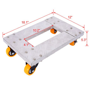 English Elm Platform Truck Industrial Grade Steel Flatbed Dolly with Casters for Warehouse Use Silver Aluminium Alloy 18.1 L x 12 W x 5.3 H W46577453