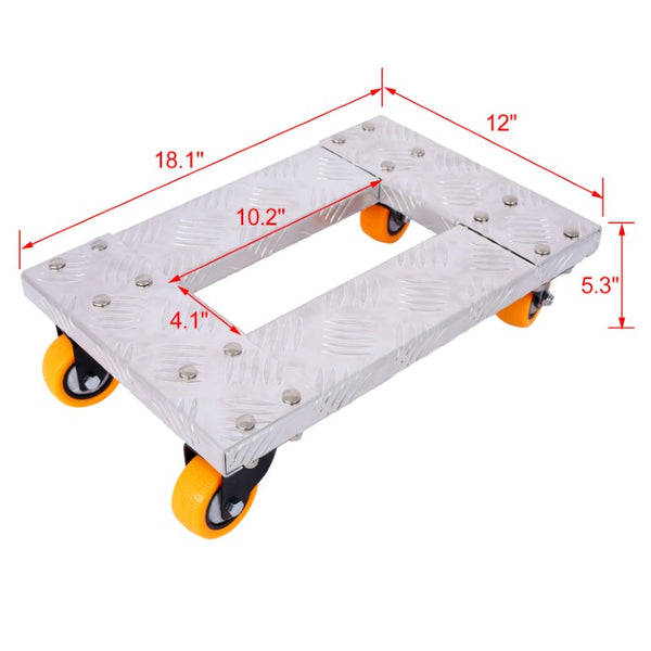 English Elm Platform Truck Industrial Grade Steel Flatbed Dolly with Casters for Warehouse Use Silver Aluminium Alloy 18.1 L x 12 W x 5.3 H W46577453