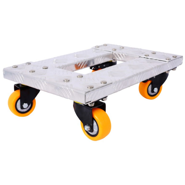 English Elm Platform Truck Industrial Grade Steel Flatbed Dolly with Casters for Warehouse Use Silver Aluminium Alloy 18.1 L x 12 W x 5.3 H W46577453