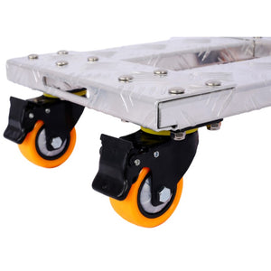 English Elm Platform Truck Industrial Grade Steel Flatbed Dolly with Casters for Warehouse Use Silver Aluminium Alloy 18.1 L x 12 W x 5.3 H W46577453