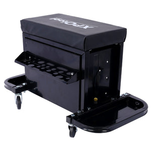 English Elm 350-pound Capacity Rolling Garage Seat with Vinyl Cushion and Onboard Tool Storage W46577501