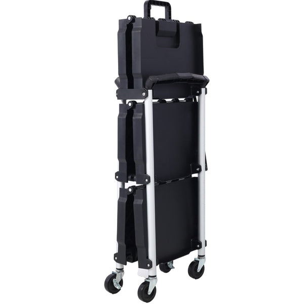 English Elm 3 Tier Folding Rolling Utility Cart with Locking Shelves and 150 Lb Total Capacity W46578737