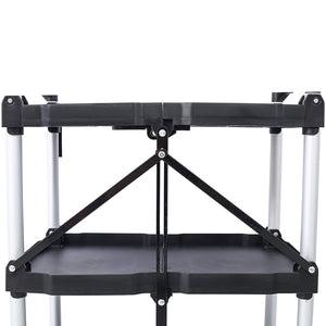 English Elm 3 Tier Folding Rolling Utility Cart with Locking Shelves and 150 Lb Total Capacity W46578737