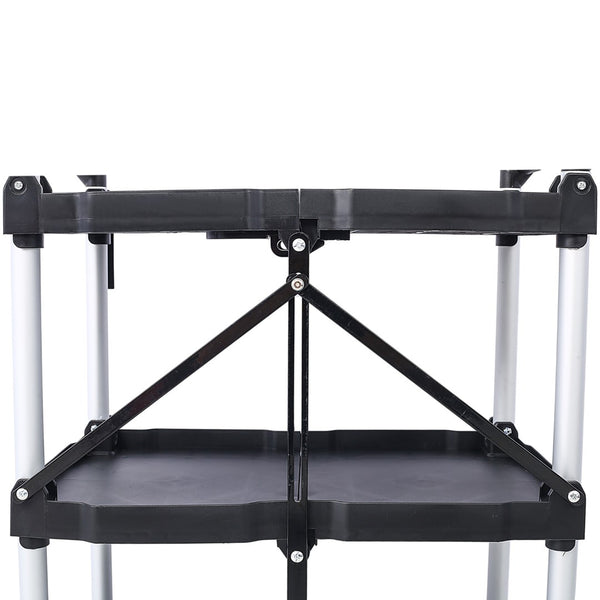 English Elm 3 Tier Folding Rolling Utility Cart with Locking Shelves and 150 Lb Total Capacity W46578737