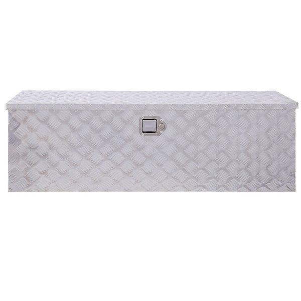 English Elm 48inch Aluminum Diamond Plate Underbody Tool Box Lockable Truck Bed Outdoor Storage W46581854