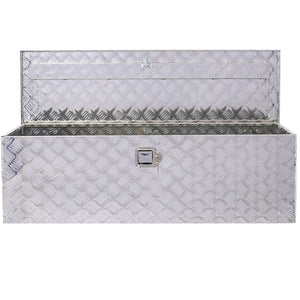 English Elm 48inch Aluminum Diamond Plate Underbody Tool Box Lockable Truck Bed Outdoor Storage W46581854