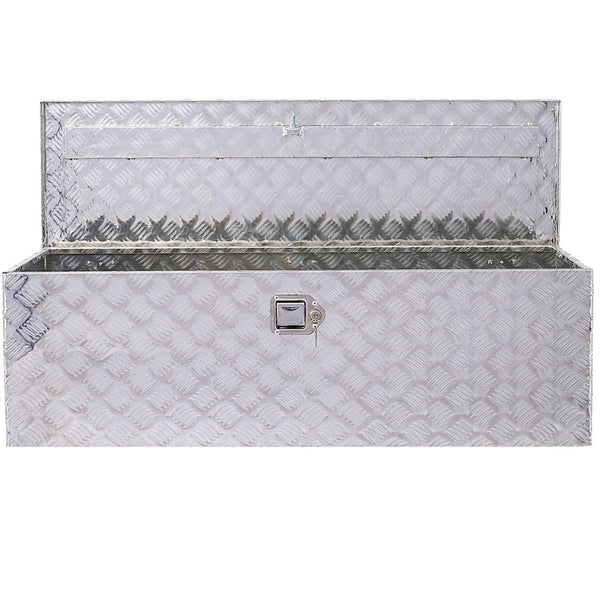 English Elm 48inch Aluminum Diamond Plate Underbody Tool Box Lockable Truck Bed Outdoor Storage W46581854