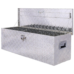 English Elm 48inch Aluminum Diamond Plate Underbody Tool Box Lockable Truck Bed Outdoor Storage W46581854