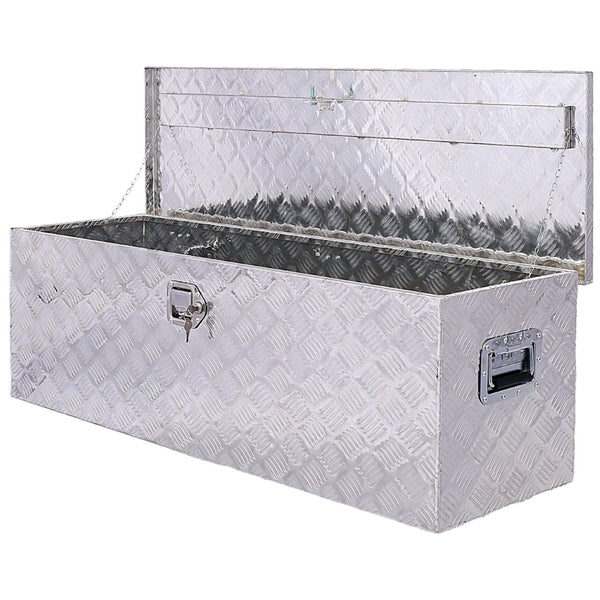 English Elm 48inch Aluminum Diamond Plate Underbody Tool Box Lockable Truck Bed Outdoor Storage W46581854