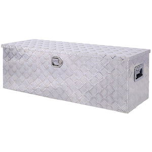 English Elm 48inch Aluminum Diamond Plate Underbody Tool Box Lockable Truck Bed Outdoor Storage W46581854