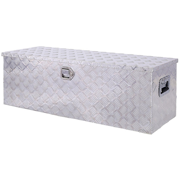 English Elm 48inch Aluminum Diamond Plate Underbody Tool Box Lockable Truck Bed Outdoor Storage W46581854