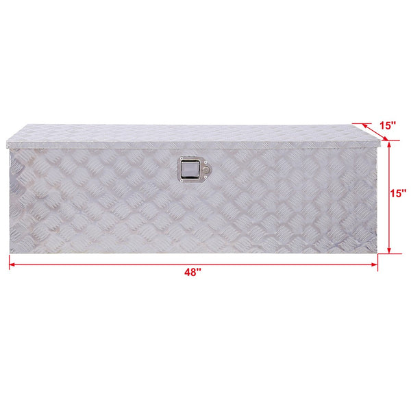 English Elm 48inch Aluminum Diamond Plate Underbody Tool Box Lockable Truck Bed Outdoor Storage W46581854
