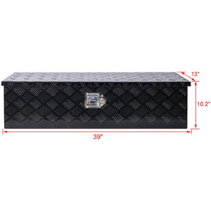 English Elm 39inch Aluminum Underbody Truck Storage Box with Weatherproof Seal Keyed Lock Matte Black W46581855