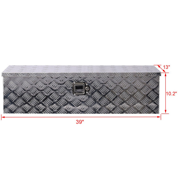 English Elm 39inch Aluminum Underbody Truck Bed Tool Box Corrosion Resistant Lockable Outdoor Storage W46581856