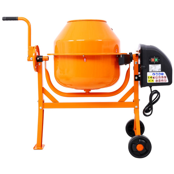 English Elm Cement Mixer 3 Cu Ft Cast Iron Drum Electric Portable Machine for Mortar and Stucco W46583822