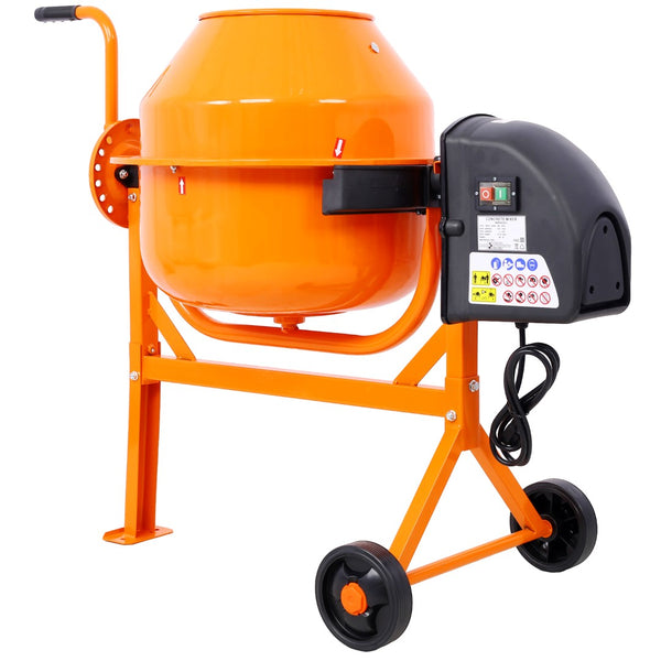 English Elm Cement Mixer 3 Cu Ft Cast Iron Drum Electric Portable Machine for Mortar and Stucco W46583822