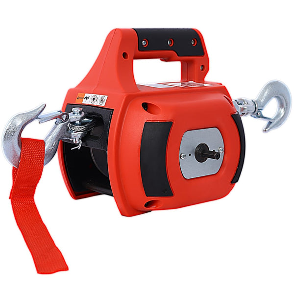 English Elm Drill Powered Portable Winch Hoist 750 Lb Capacity with 40 Ft Steel Wire Rope W46590007