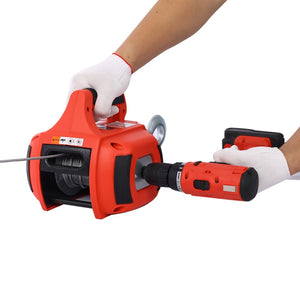 English Elm Drill Powered Portable Winch Hoist 750 Lb Capacity with 40 Ft Steel Wire Rope W46590007