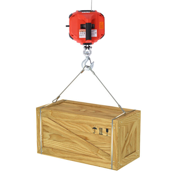 English Elm Drill Powered Portable Winch Hoist 750 Lb Capacity with 40 Ft Steel Wire Rope W46590007