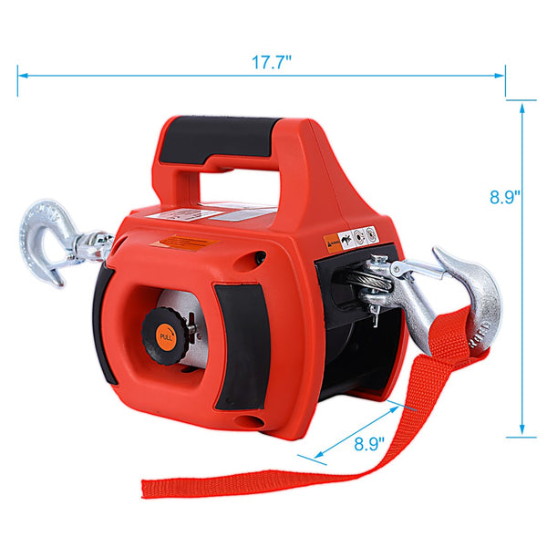 English Elm Drill Powered Portable Winch Hoist 750 Lb Capacity with 40 Ft Steel Wire Rope W46590007