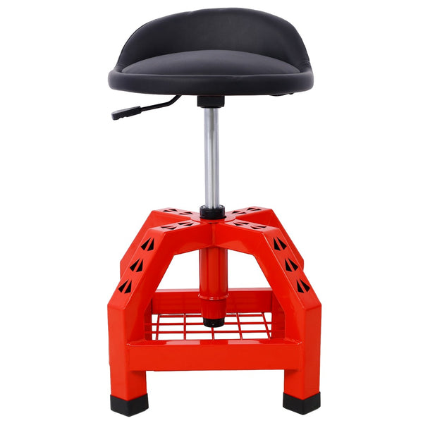 English Elm Pneumatic Swivel Rolling Mechanics Stool with Foam Cushion and Heavy Duty Shop Casters Red W46590152