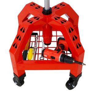 English Elm Pneumatic Swivel Rolling Mechanics Stool with Foam Cushion and Heavy Duty Shop Casters Red W46590152