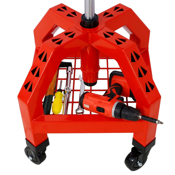English Elm Pneumatic Swivel Rolling Mechanics Stool with Foam Cushion and Heavy Duty Shop Casters Red W46590152