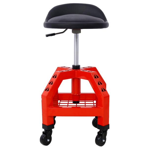 English Elm Pneumatic Swivel Rolling Mechanics Stool with Foam Cushion and Heavy Duty Shop Casters Red W46590152