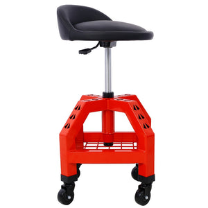 English Elm Pneumatic Swivel Rolling Mechanics Stool with Foam Cushion and Heavy Duty Shop Casters Red W46590152