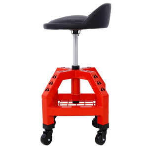 English Elm Pneumatic Swivel Rolling Mechanics Stool with Foam Cushion and Heavy Duty Shop Casters Red W46590152
