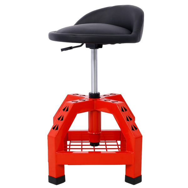 English Elm Pneumatic Swivel Rolling Mechanics Stool with Foam Cushion and Heavy Duty Shop Casters Red W46590152