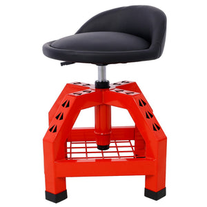 English Elm Pneumatic Swivel Rolling Mechanics Stool with Foam Cushion and Heavy Duty Shop Casters Red W46590152