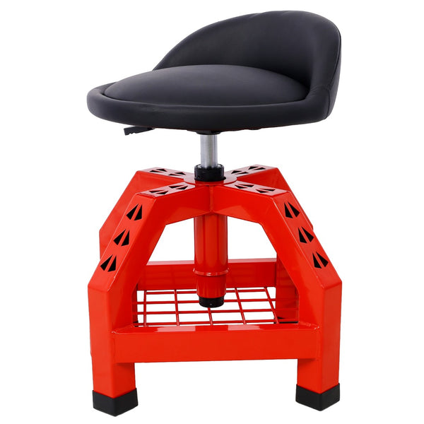 English Elm Pneumatic Swivel Rolling Mechanics Stool with Foam Cushion and Heavy Duty Shop Casters Red W46590152
