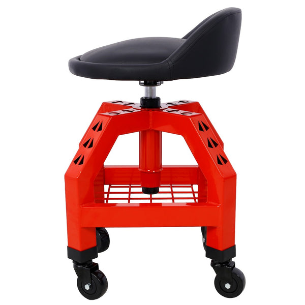 English Elm Pneumatic Swivel Rolling Mechanics Stool with Foam Cushion and Heavy Duty Shop Casters Red W46590152