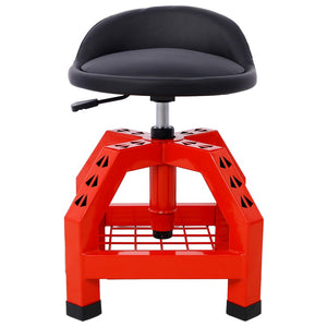 English Elm Pneumatic Swivel Rolling Mechanics Stool with Foam Cushion and Heavy Duty Shop Casters Red W46590152