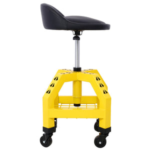English Elm Pneumatic Swivel Rolling Mechanics Stool with Foam Cushion and Heavy Duty Shop Casters Yellow W46590153