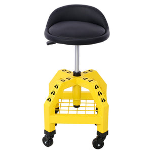 English Elm Pneumatic Swivel Rolling Mechanics Stool with Foam Cushion and Heavy Duty Shop Casters Yellow W46590153